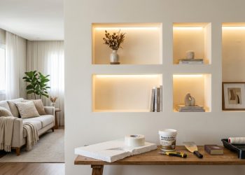 Aprenda a fazer nichos elegantes e baratos para decorar a sala usando placas de isopor