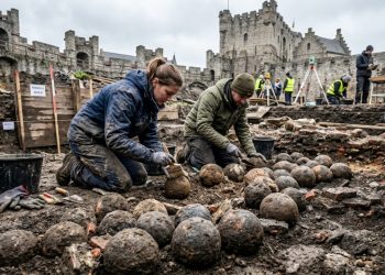 Arqueólogos encontram um depósito com 450 balas de munição para canhões e catapultas
