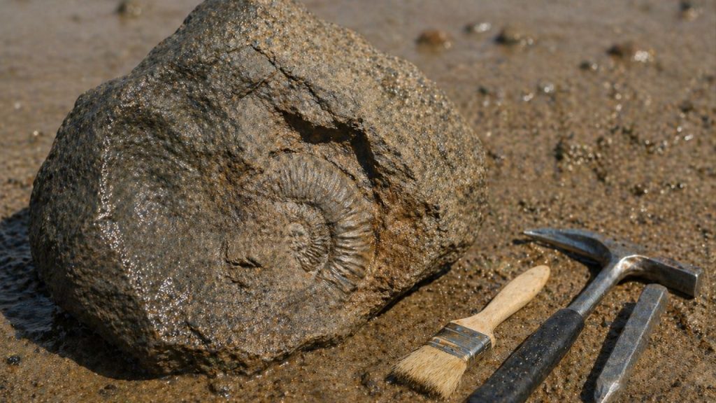 Durante passeio turista encontra fragmento de mandíbula de crocodilo marinho ancestral com 200 milhões de anos