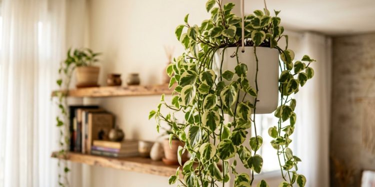 Trepadeira tropical não tóxica com folhas em coração ideal para interiores pouco iluminados