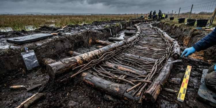A trilha de 6.000 anos encontrada por acaso sob um pântano em Somerset enquanto arqueólogos estudavam outra estrutura