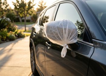 Se você encontrar uma sacola plástica no retrovisor de um carro, aqui está o que significa