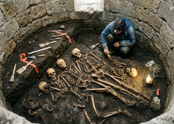 O que parecia ser um antigo poço de água revelou-se uma vala com restos de soldados romanos