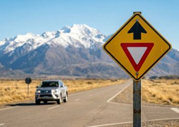 O que significa a placa de trânsito com um triângulo branco com bordas vermelhas e seta para cima?