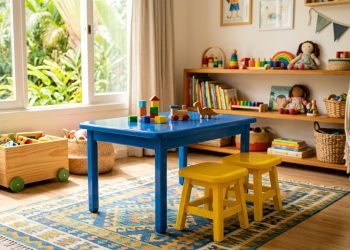 Mesa infantil com banquinhos, fácil de fazer e super baratinha