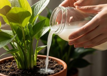 Basta despejar um pouco de água de arroz na terra e as plantas ficarão mais bonitas