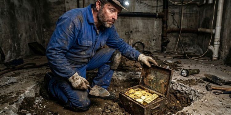 Um encanador descobriu um baú de ouro enterrado no porão de uma mansão