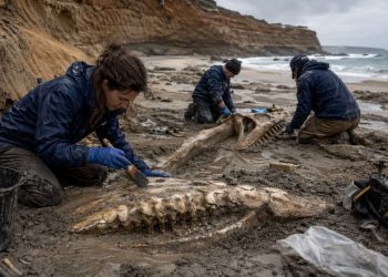 Após tempestade, ossos gigantes surgem na costa e revelam baleias que viveram há milhões de anos