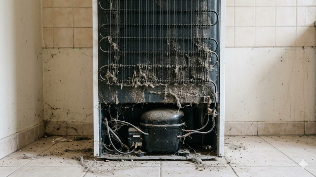 parte de trás da geladeira 