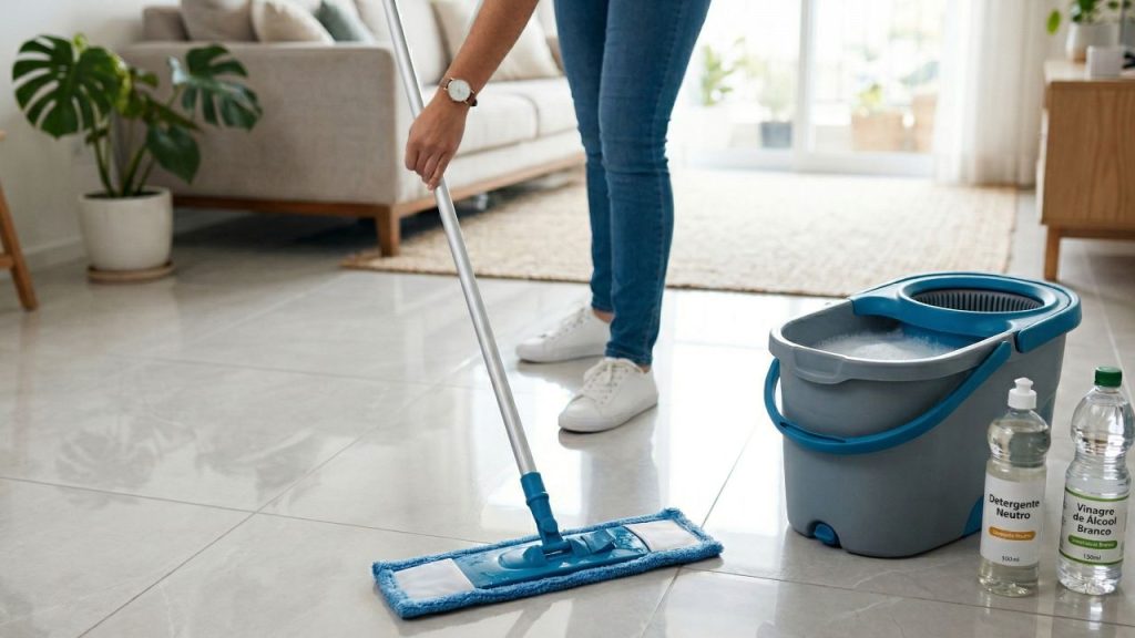 Basta uma pequena quantidade desses dois ingredientes e os pisos de porcelanato ficarão brilhando por horas