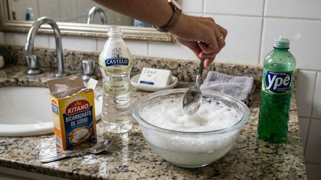 Esta mistura com 4 ingredientes limpa rejuntes pretos de banheiro em 15 minutos