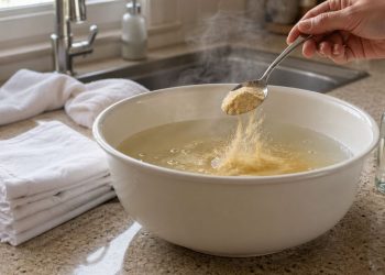 Apenas 2 colheres de sopa para cada 10 litros de água e as toalhas ficam muito mais brancas após uma lavagem