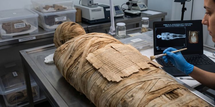 Arqueólogos encontraram uma cópia de um famoso poema grego dentro de uma múmia egípcia antiga