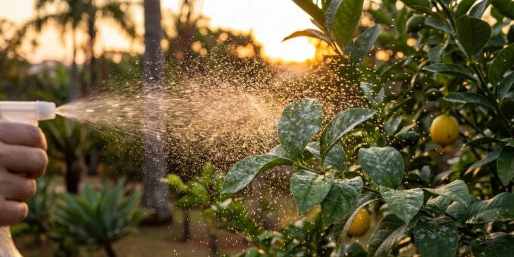 Você já notou manchas escuras ou um pó branco estranho cobrindo as folhas do seu limoeiro antes mesmo de os frutos se desenvolverem?