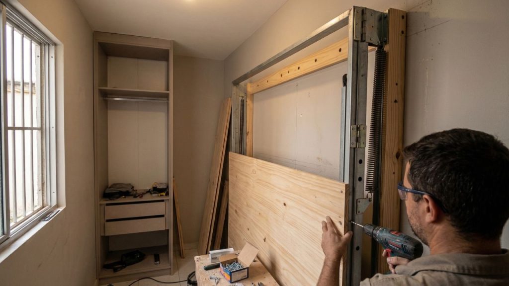 Quando o quarto é pequeno, a cama retrátil vira a solução que muda a circulação, conforto e praticidade
