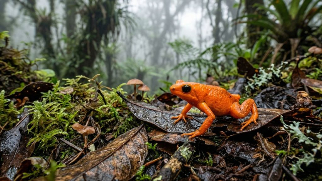 Parece uma tangerina, mas é uma rã: espécie encontrada no Brasil tem pele brilhante e é do tamanho da ponta de um lápis