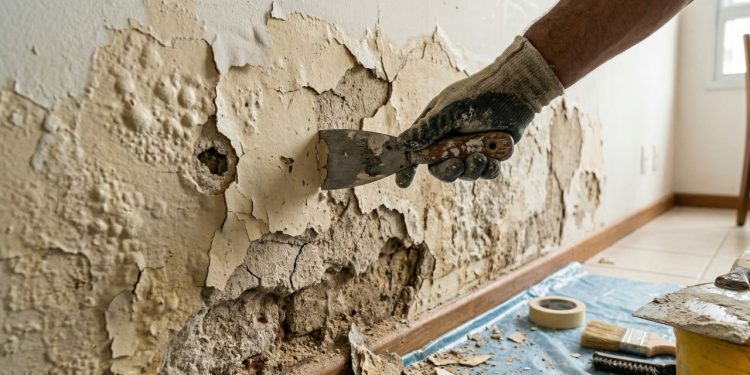 Como consertar uma parede estufada e descascada e deixá-la como recém-pintada