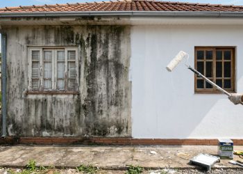 Essa tinta caseira resistente evita mofo em áreas externas úmidas sem precisar repintar todo mês