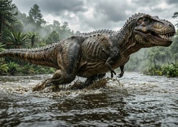 O T-Rex conseguia dominar a terra firme, mas uma pergunta continua intrigando os cientistas: ele também nadava?