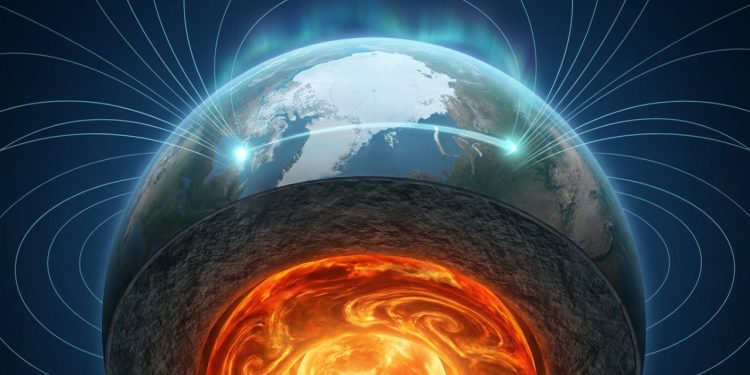 Corte da Terra mostra núcleo líquido movendo o polo magnético rumo à Sibéria