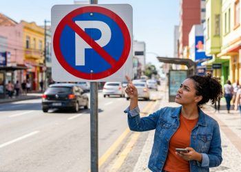 O que significa a placa azul com a letra P cortada por um risco vermelho?