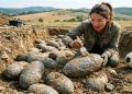 Mais de 100 ovos de dinossauros que foram encontrados na França // Imagem ilustrativa