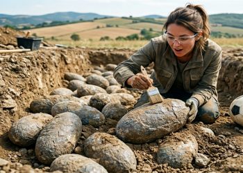 Mais de 100 ovos de dinossauros que foram encontrados na França // Imagem ilustrativa
