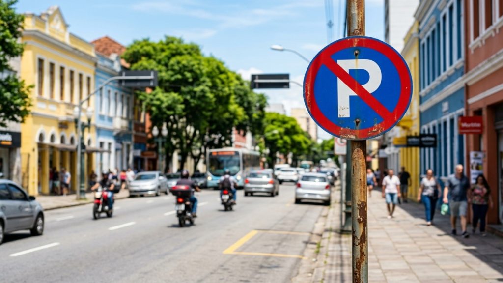 O que essa placa azul com P cortado realmente quer dizer?