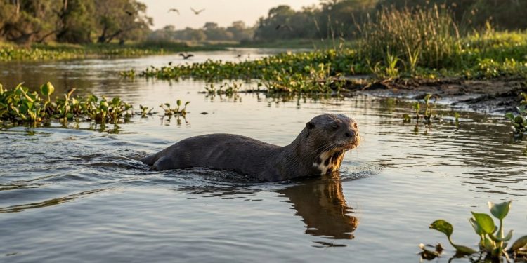 Lontra-gigante volta a nadar livre nos rios da Argentina