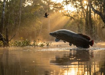 O peixe gigante que atinge 200 kg e salta da água para capturar aves e primatas na Amazônia
