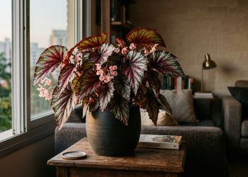 Cultivo de begônias como plantas de sombra em ambientes internos