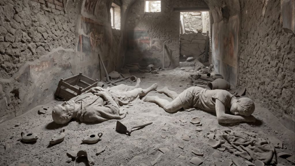 Arqueólogos descobrem restos mortais de homem que tentou escapar da erupção do Monte Vesúvio em 79 d.C. na antiga Pompeia
