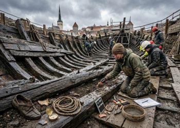 Operários encontram navio medieval de 24 metros enterrado sob uma rua há mais de 660 anos