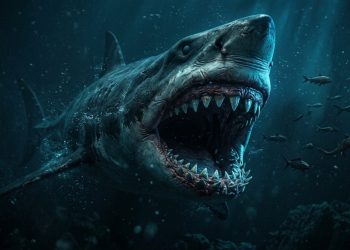 Tubarão de 9 milhões de anos é encontrado com dentes em forma de espada e restos da última refeição