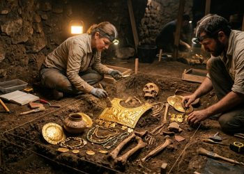 Tumba milenar encontrada revela tesouros em ouro e evidências de práticas rituais