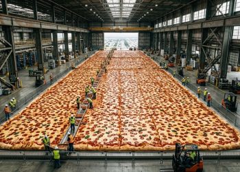 A maior pizza circular já feita no planeta entrou para o Guinness e tinha tamanho inacreditável