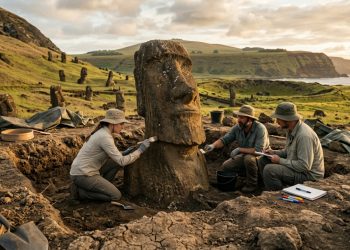 Um moai escondido sob um lago na Ilha de Páscoa reapareceu e surpreendeu arqueólogos