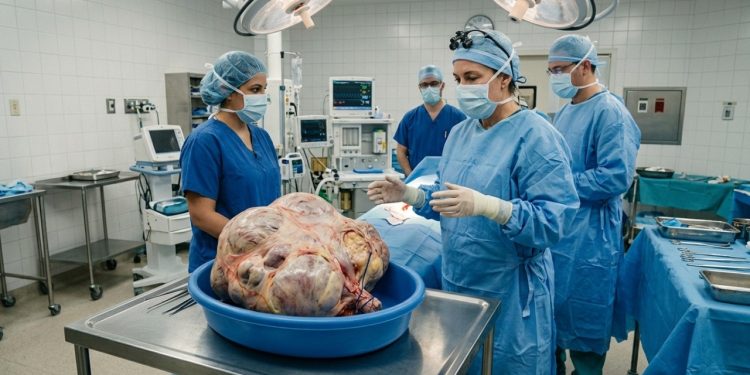 O maior tumor já removido de um ser humano pesava mais que uma criança de 10 anos
