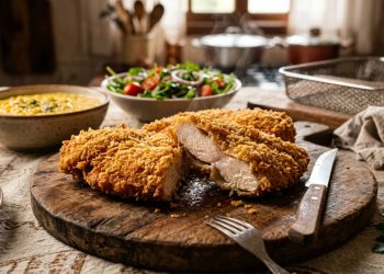 O frango empanado sem fritura que fica extremamente crocante e está mudando a forma de fazer milanesa em casa