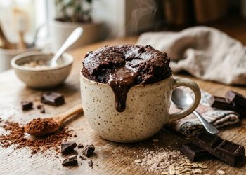 O brownie fit de microondas que fica pronto em 2 minutos está viralizando entre quem ama doce rápido e que não compromete a dieta