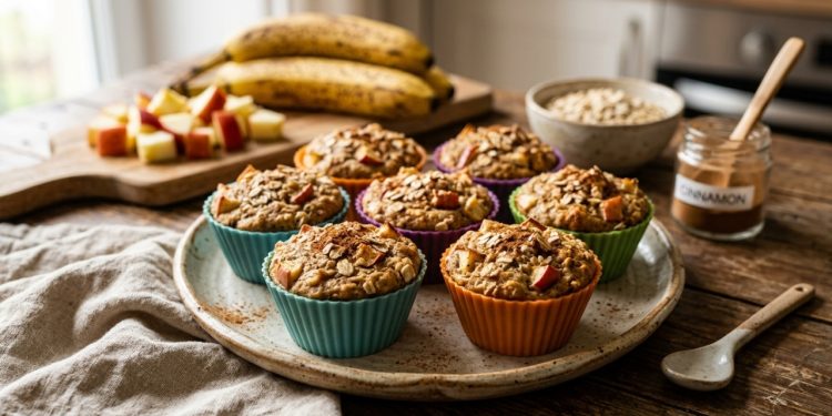 Essa receita de bolinho fit de banana com maçã fica macia, leve e irresistível