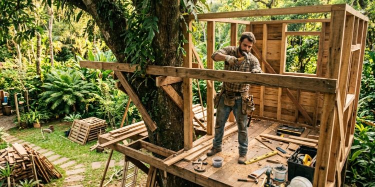 O projeto com paletes que virou uma casa na árvore incrível