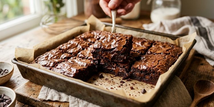 O brownie de chocolate em pó que fica com casquinha perfeita e interior super molhadinho