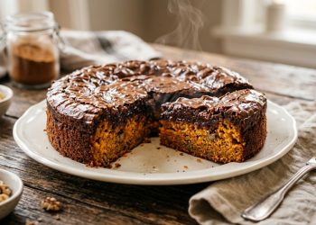 O bolo de cenoura fofinho com casquinha de brownie que está deixando todo mundo com água na boca