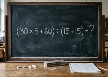 Desafio de matemática: Quanto é (30 x 5 + 60) ÷ (15 + 15)?