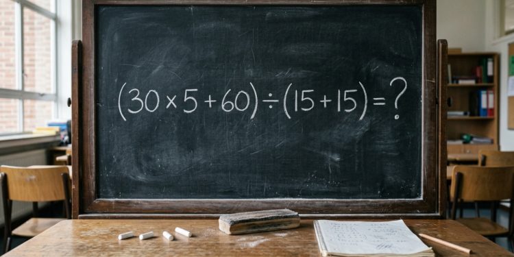 Desafio de matemática: Quanto é (30 x 5 + 60) ÷ (15 + 15)?