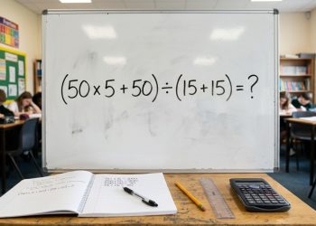 Desafio de matemática: Quanto é (50 x 5 + 50) ÷ (15 + 15)?