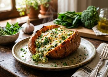 Essa receita combina batata-doce e brócolis sem abrir mão do sabor e sem sair da dieta