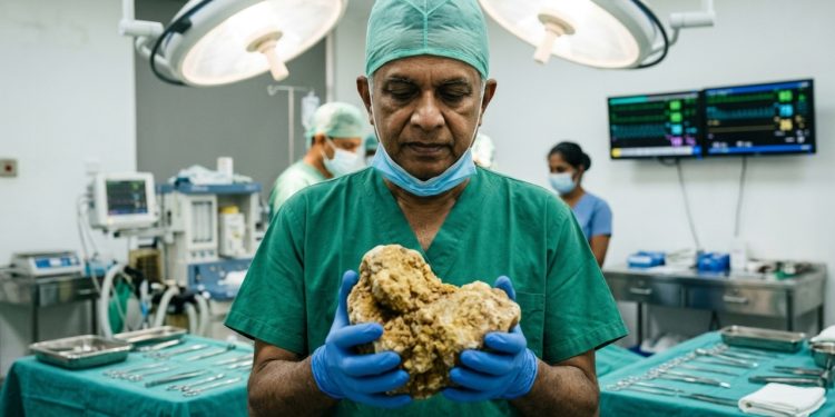 Médicos removem do corpo de um homem no Sri Lanka o maior cálculo renal já registrado