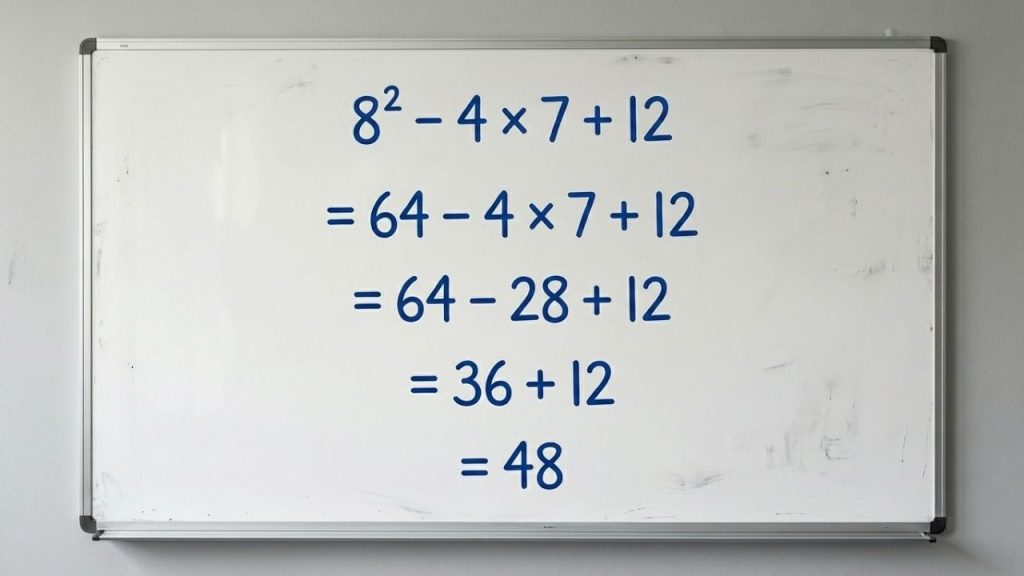 Muita gente erra a equação 8² – 4 × 7 + 12 por excesso de confiança